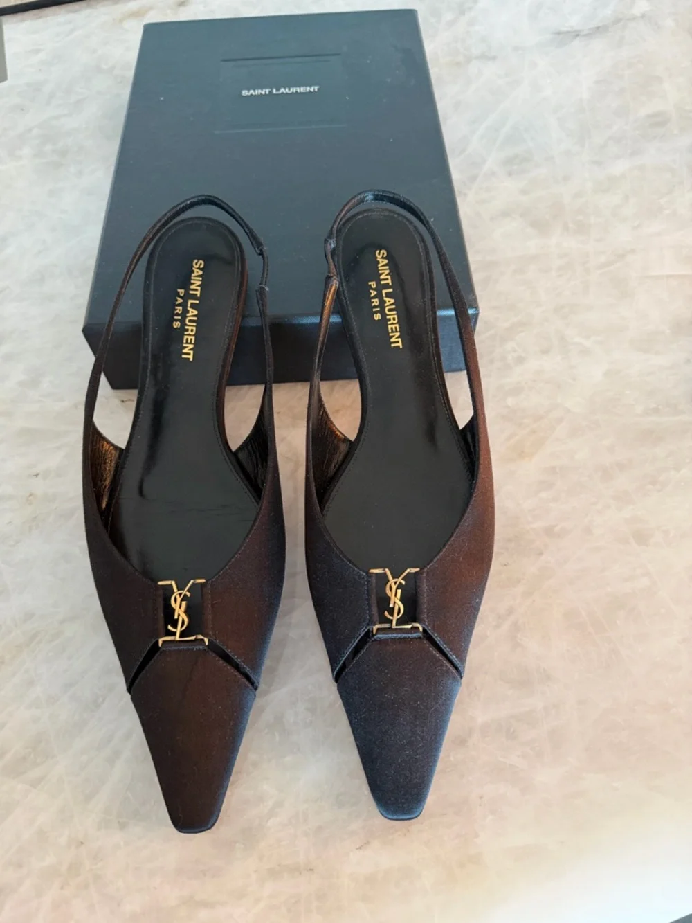 Saint Laurent
Babylone Slingback Flats in Satin Crepe size 39 - Picture 2 of 6